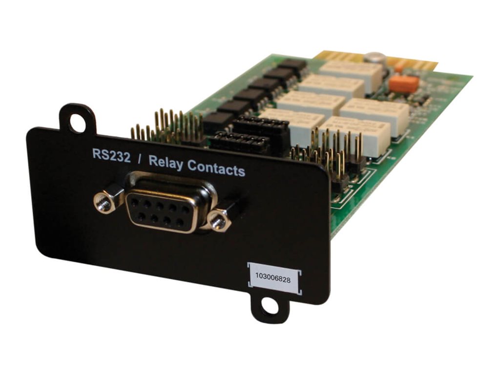 Eaton DB9 RS-232 Relay/Serial Interface Mini-Slot Card for 5PX G2, 9SX, and 9PX Lithium-ion UPS Systems - Carte de supervision distante - RS-232 - pour P/N: 5PX1500RTG2, FX310001AAA1 - RELAY-MS - Cartes de contrôleur héritées