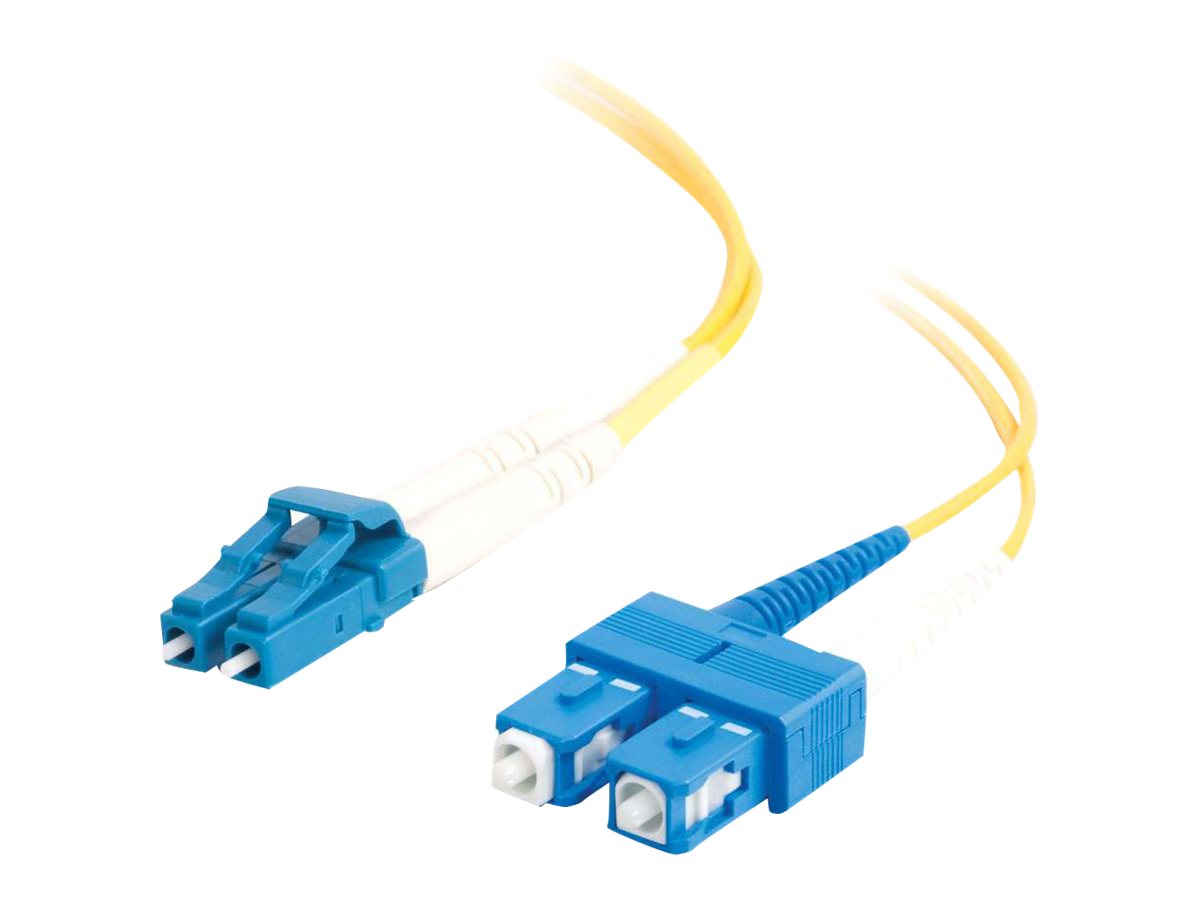 C2G LC-SC 9/125 OS1 Duplex Singlemode PVC Fiber Optic Cable (LSZH) - Cordon de raccordement - mode unique SC (M) pour mode unique LC (M) - 2 m - fibre optique - duplex - 9 / 125 micromètres - OS1 - sans halogène - jaune - 85587 - Câblesenfibres