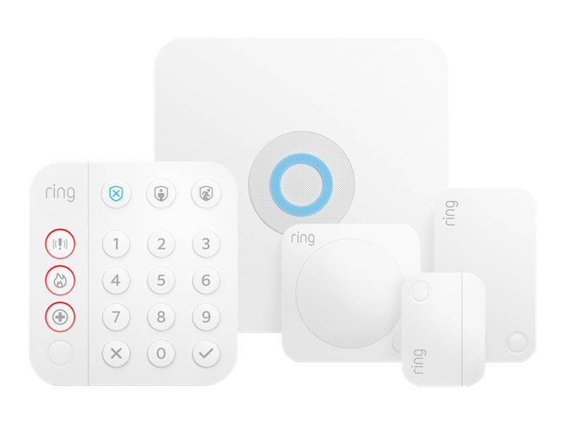 Ring Alarm Security Kit - 2ème génération - 5-piece set - système de sécurité pour la maison - sans fil, filaire - Wi-Fi, Z-Wave - Éthernet - blanc - 4K11SZ-0EU0 - Systèmes de sécurité