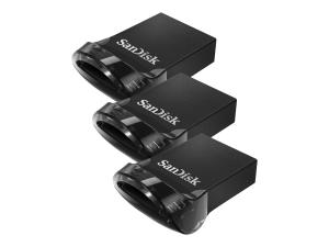 SanDisk Ultra Fit - Clé USB - 32 Go - USB 3.1 - noir (pack de 3) - SDCZ430-032G-G46T - Lecteurs flash