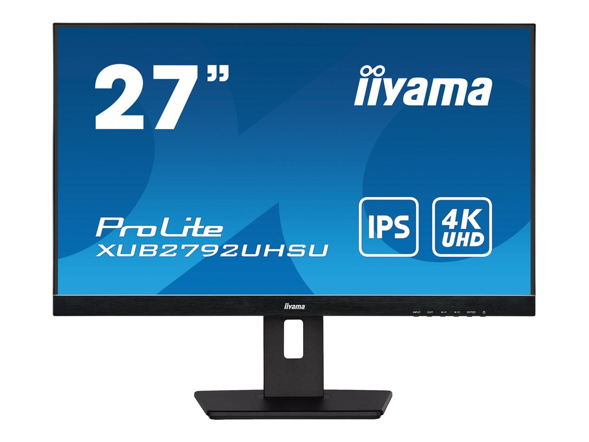 iiyama ProLite XUB2792UHSU-B5 - Écran LED - 27" - 3840 x 2160 4K @ 60 Hz - IPS - 350 cd/m² - 1000:1 - 4 ms - HDMI, DisplayPort - haut-parleurs - noir, mat - XUB2792UHSU-B5 - Écrans d'ordinateur
