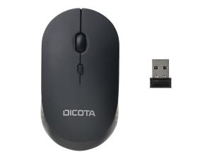 DICOTA Silent - V2 - souris - droitiers et gauchers - optique - 3 boutons - sans fil - 2.4 GHz - récepteur sans fil USB - noir - D32003 - Souris