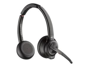 Poly Savi 8220 - Savi 8200 series - micro-casque - sur-oreille - DECT / Bluetooth - sans fil - USB-A via adaptateur Bluetooth - noir - certifié Zoom, certifié UC - 8D3F2AA#ABB - Écouteurs