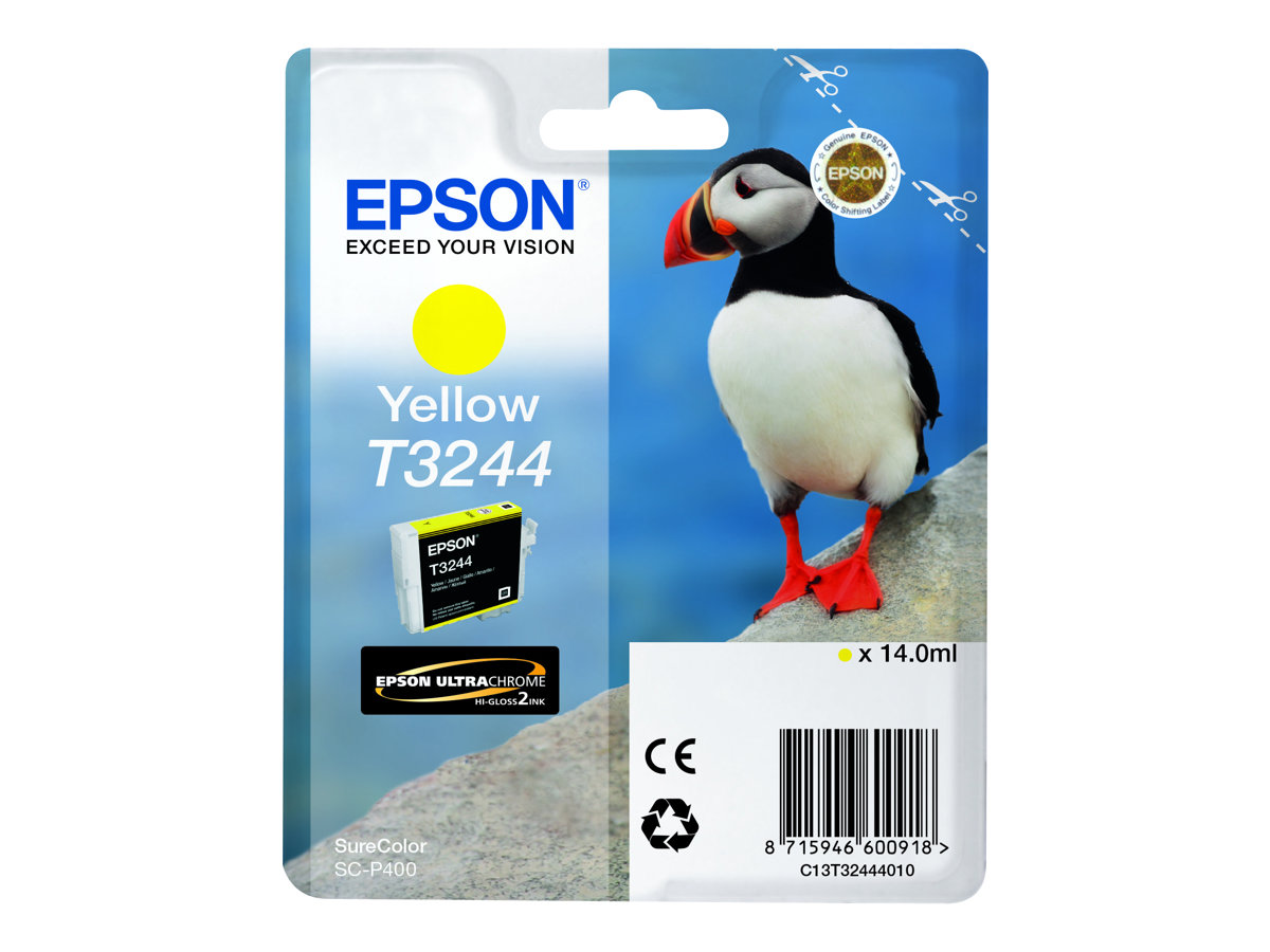 Epson T3244 - 14 ml - jaune - original - cartouche d'encre - pour SureColor P400, SC-P400 - C13T32444010 - Cartouches d'encre Epson