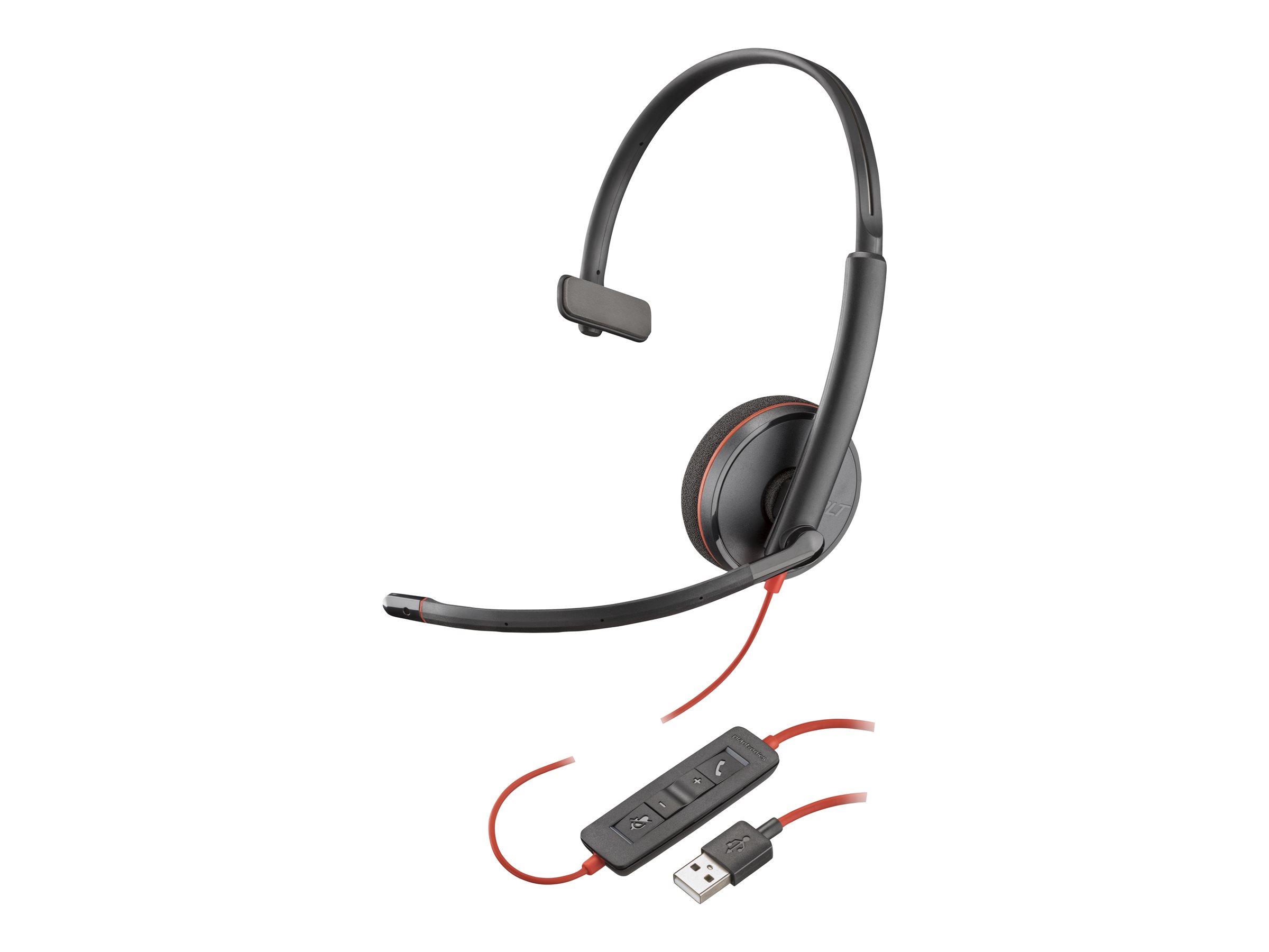 Poly Blackwire 3210 - Blackwire 3200 Series - micro-casque - sur-oreille - filaire - USB-A - noir - Certifié Skype, Certifié Avaya, certifié Cisco Jabber - 80S01AA - Écouteurs