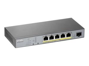 Zyxel GS1350-6HP - Commutateur - intelligent - 5 x 10/100/1000 (PoE+) + 1 x Gigabit SFP (liaison montante) - de bureau - PoE+ (60 W) - GS1350-6HP-EU0101F - Concentrateurs et commutateurs gigabit