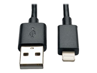 Eaton Tripp Lite Series USB-A to Lightning Sync/Charge Cable, MFi Certified - Black, M/M, 10 in. (0.25 m) - Câble Lightning - Lightning mâle pour USB mâle - 25.4 cm - noir - M100-10N-BK - Câbles spéciaux