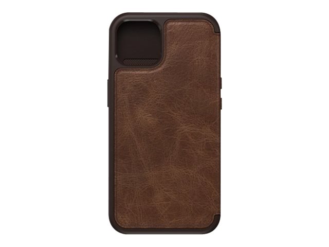 OtterBox Strada Series - Étui à rabat pour téléphone portable - cuir véritable, polycarbonate - marron expresso - pour Apple iPhone 13 - 77-85813 - Coques et étuis pour téléphone portable