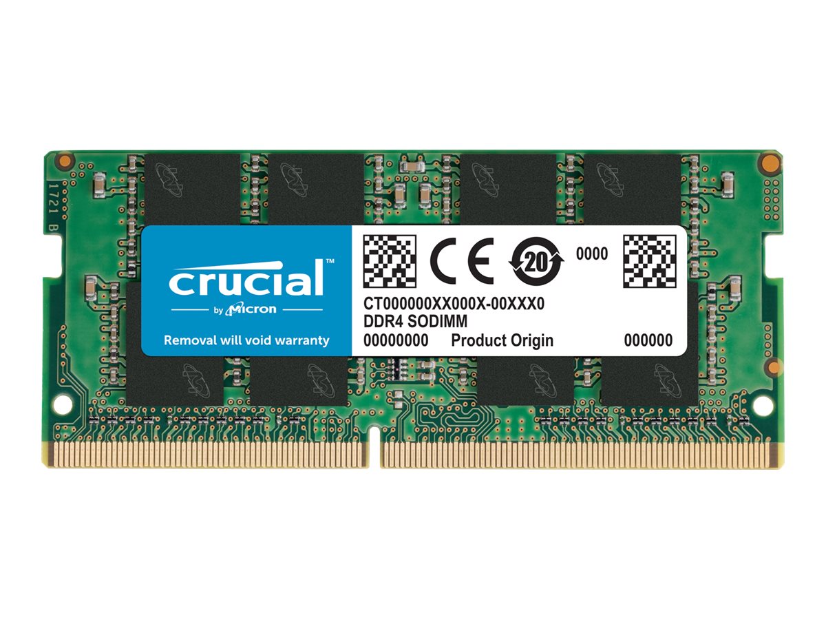 Crucial - DDR4 - module - 8 Go - SO DIMM 260 broches - 3200 MHz / PC4-25600 - CL22 - 1.2 V - mémoire sans tampon - non ECC - CT8G4SFRA32A - Mémoire pour ordinateur portable