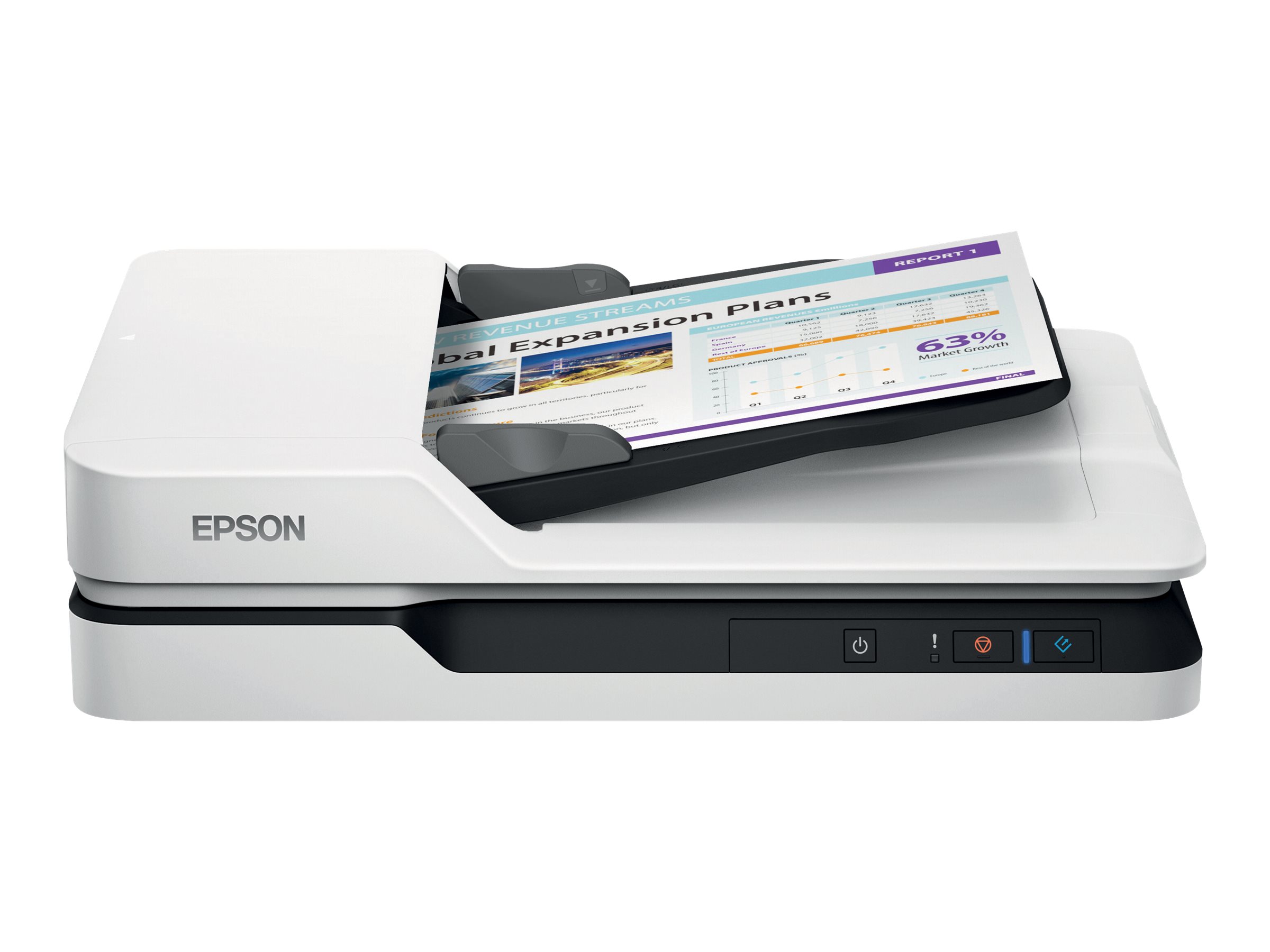 Epson WorkForce DS-1630 - Scanner de documents - Recto-verso - A4 - 1200 dpi x 1200 dpi - jusqu'à 25 ppm (mono) / jusqu'à 25 ppm (couleur) - Chargeur automatique de documents (50 feuilles) - jusqu'à 1500 pages par jour - USB 3.0 - B11B239401 - Scanneurs de documents