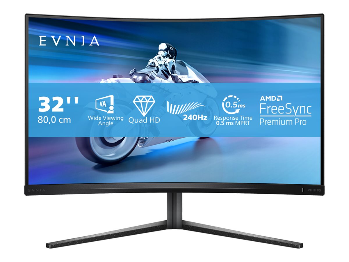 Philips Evnia 5000 32M2C5500W - Écran LED - jeux - incurvé - 32" (31.5" visualisable) - 2560 x 1440 QHD @ 240 Hz - VA - 500 cd/m² - 4000:1 - DisplayHDR 400 - 0.5 ms - 2xHDMI, 2xDisplayPort - ardoise foncée - 32M2C5500W/00 - Écrans d'ordinateur