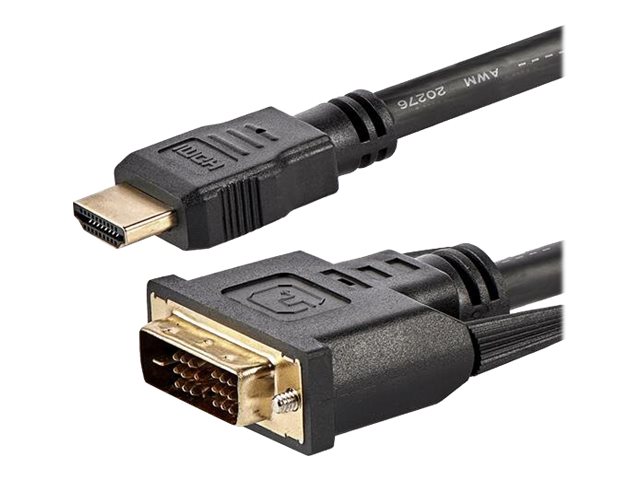 StarTech.com Câble HDMI vers DVI de 1,8 m, câble d'affichage DVI-D vers HDMI (1920 x 1200p), noir, adaptateur de câble HDMI mâle vers DVI-D mâle 19 broches, câble de moniteur numérique, M/M, lien unique - cordon DVI vers HDMI (HDMIDVIMM6) - Câble adaptateur - HDMI mâle pour DVI-D mâle - 1.83 m - noir - pour P/N: DK31C3HDPD, DK31C3HDPDUE, MDP2HDEC, ST121HD20FXA, VID2HDCON2, VS424HD4K60 - HDMIDVIMM6 - Accessoires pour téléviseurs