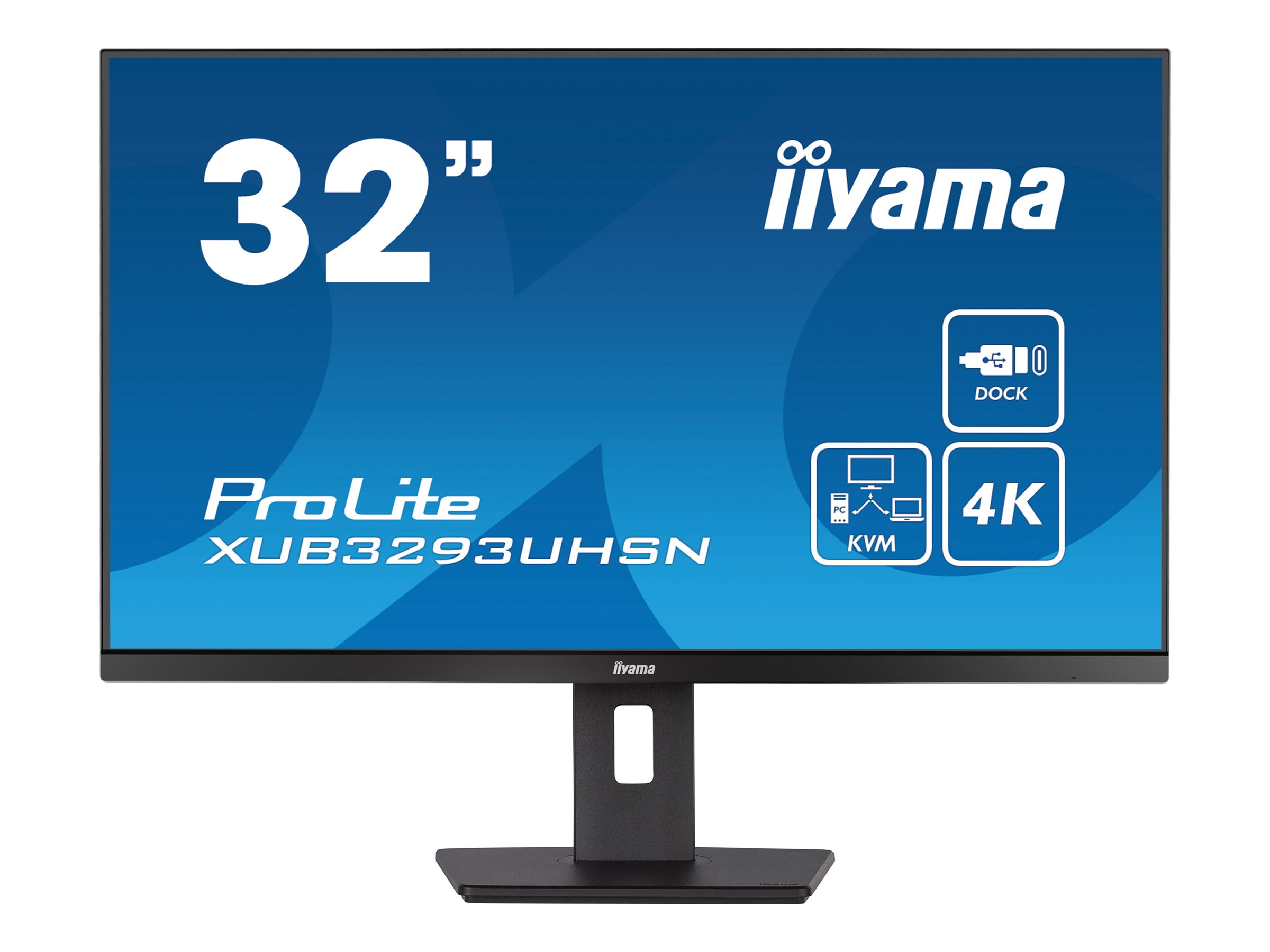 iiyama ProLite XUB3293UHSN-B5 - Écran LED - 32" (31.5" visualisable) - 3840 x 2160 4K @ 60 Hz - IPS - 350 cd/m² - 1000:1 - 4 ms - HDMI, DisplayPort, USB-C - haut-parleurs - noir mat - XUB3293UHSN-B5 - Écrans d'ordinateur