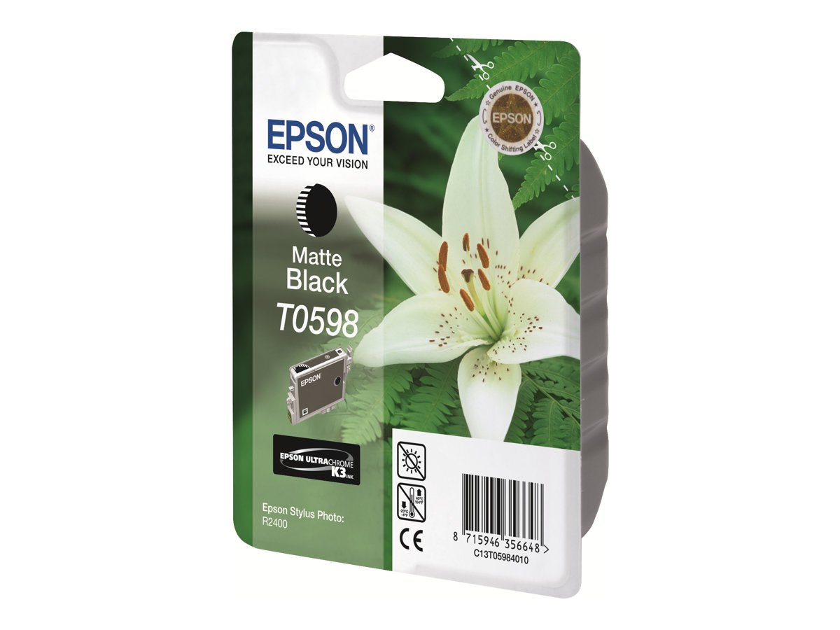 Epson T0598 - 13 ml - noir mat - original - blister - cartouche d'encre - pour Stylus Photo R2400 - C13T05984010 - Cartouches d'imprimante