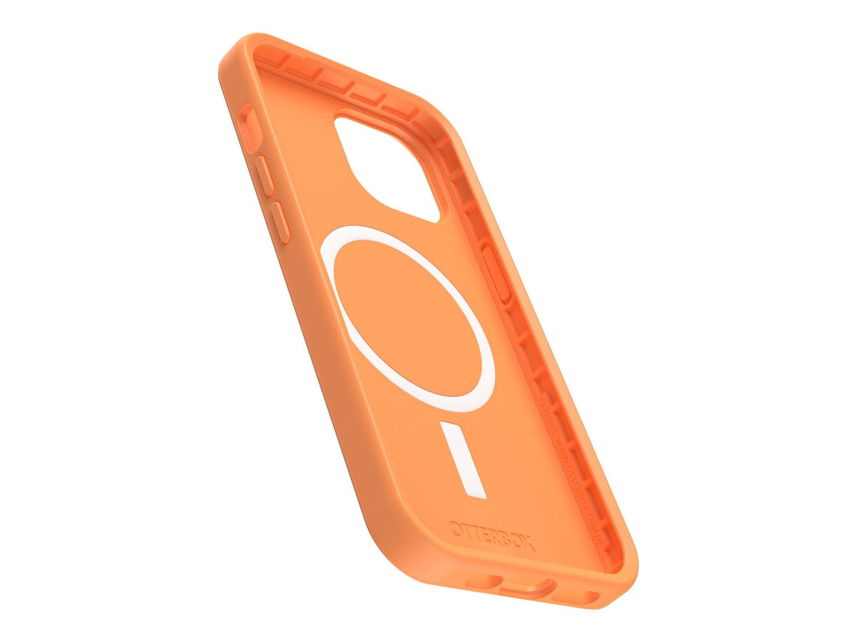 OtterBox Symmetry Series - Coque de protection pour téléphone portable - compatibilité avec MagSafe - polycarbonate, caoutchouc synthétique - pierre de soleil (orange) - pour Apple iPhone 13, 14, 15 - 77-92940 - Coques et étuis pour téléphone portable
