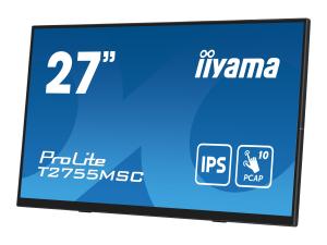 iiyama ProLite T2755MSC-B1 - Écran LED - 27" - écran tactile - 1920 x 1080 Full HD (1080p) @ 60 Hz - IPS - 400 cd/m² - 1000:1 - 5 ms - HDMI, DisplayPort - haut-parleurs - noir, mat - T2755MSC-B1 - Écrans d'ordinateur