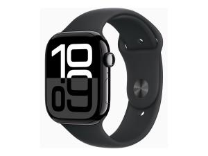 Apple Watch Series 10 (GPS) - 46 mm - aluminium noir jais - montre intelligente avec bande sport - fluoroélastomère - noir - taille du bracelet : M/L - 64 Go - Wi-Fi 4, UWB, Bluetooth - 36.4 g - MWWQ3QF/A - Montres intelligentes