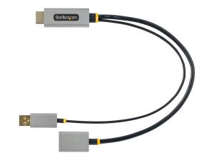 StarTech.com 1ft (30cm) HDMI to DisplayPort Adapter, Active 4K 60Hz HDMI Source to DP Monitor Adapter Cable, USB Bus Powered, HDMI 2.0 to DisplayPort Converter for Laptops/PC - Supports HDR and Ultrawide Displays (128-HDMI-DISPLAYPORT) - Câble adaptateur - HDMI, USB (alimentation uniquement) mâle pour DisplayPort femelle - 30 cm - gris, noir - actif, support pour 4K60Hz (3840 x 2160), une directionnelle - 128-HDMI-DISPLAYPORT - Accessoires pour téléviseurs