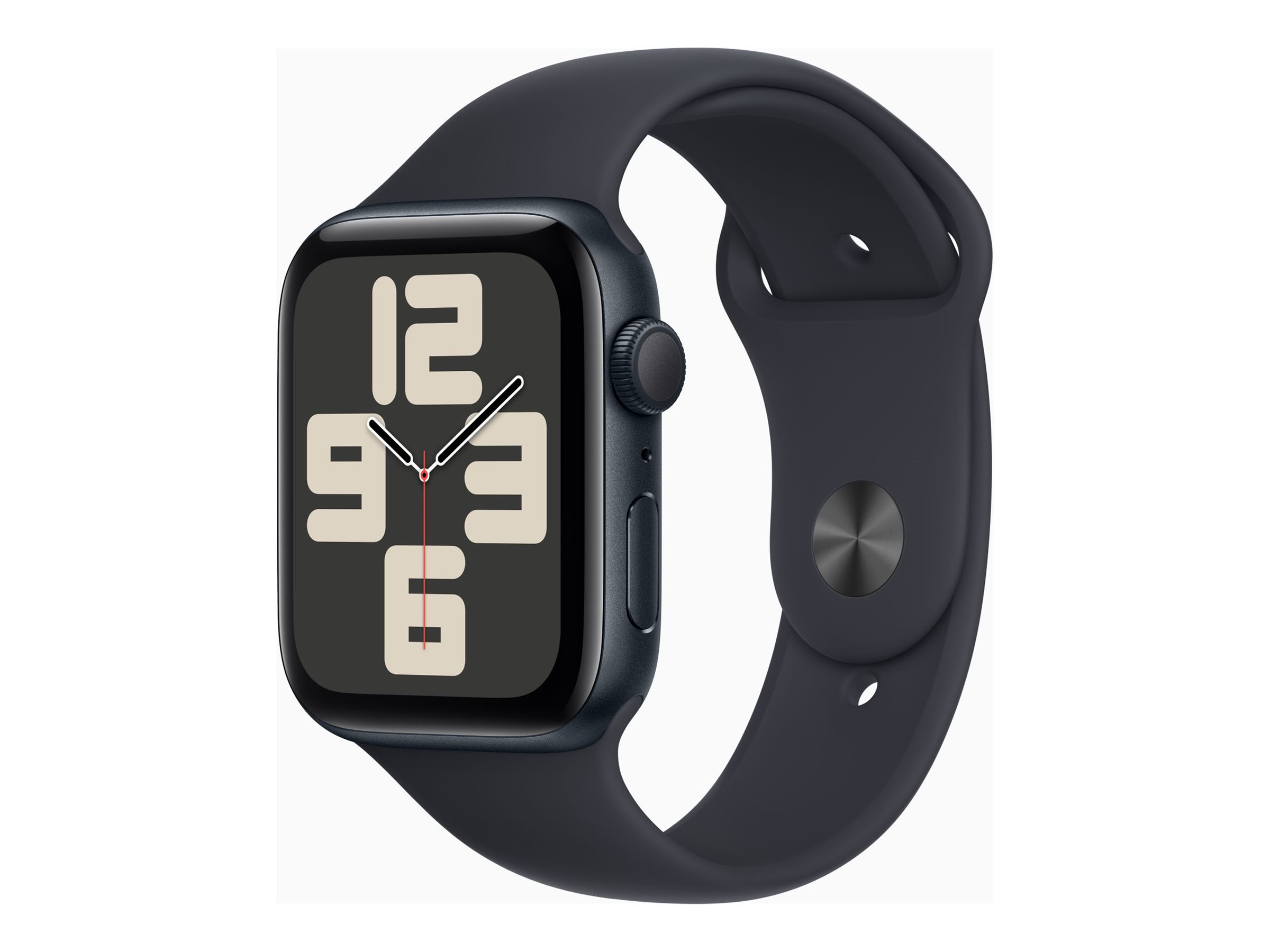 Apple Watch SE (GPS) - 2e génération - 44 mm - aluminium minuit - montre intelligente avec bande sport - fluoroélastomère - minuit - taille du bracelet : S/M - 32 Go - Wi-Fi, Bluetooth - 32.9 g - MRE73QF/A - Montres intelligentes
