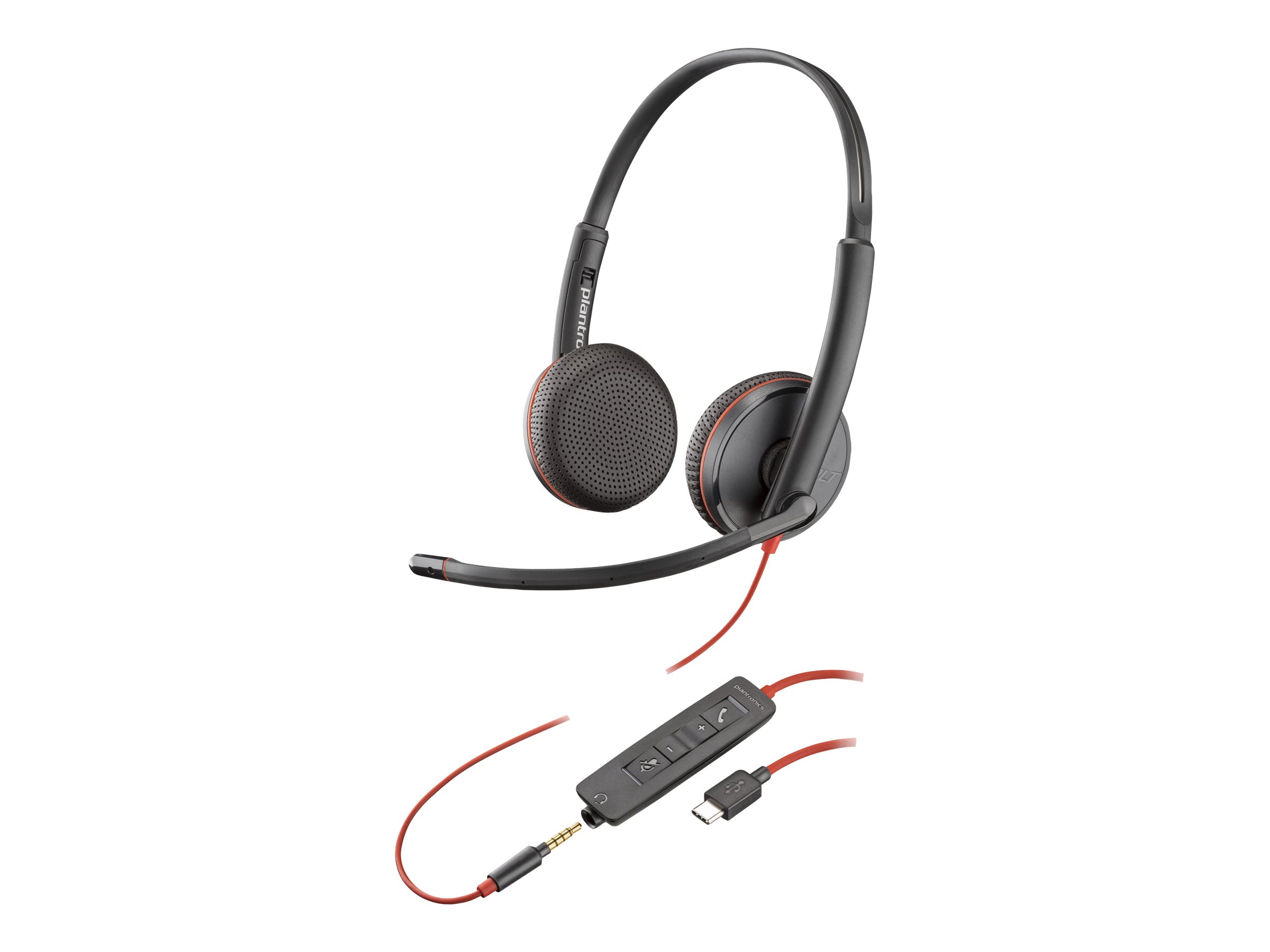 Poly Blackwire C3225 - Blackwire 3200 Series - micro-casque - sur-oreille - filaire - jack 3,5mm, USB-C - noir - Certifié Skype, Certifié Avaya, certifié Cisco Jabber - 80S04A6 - Écouteurs
