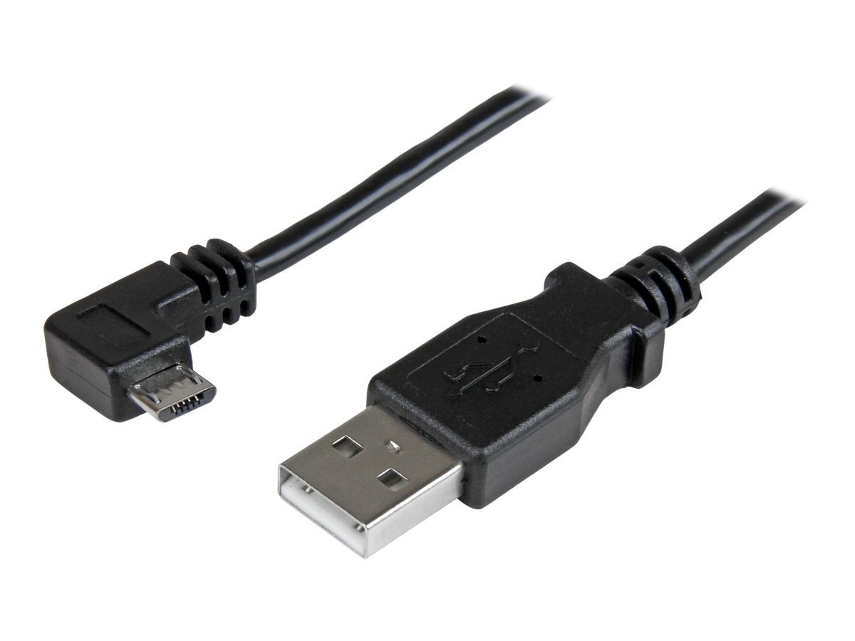 StarTech.com Câble de charge et synchronisation Micro USB de 2 m - Cordon USB-A vers Micro-B à angle droit - M/M - 0,25 mm² - Câble USB - Micro-USB de type B (M) pour USB (M) - USB 2.0 - 2 m - moulé, connecteur à angle droit - noir - pour P/N: USB2PCARBK, USB2PCARBKS, USBEXTAA10BK, USBEXTAA6BK, USBLT2PCARW, USBUB2PCARB - USBAUB2MRA - Câbles USB