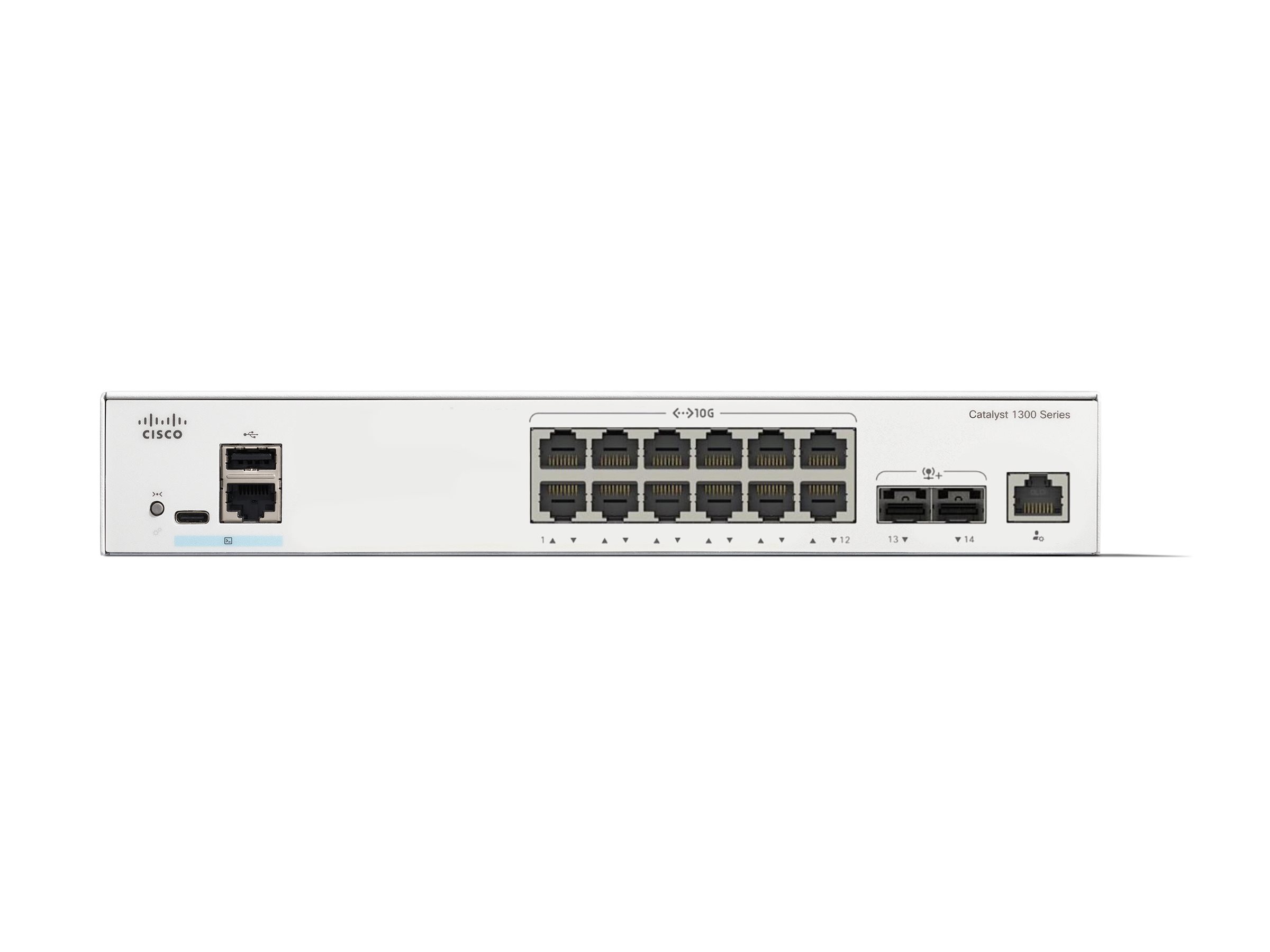 Cisco Catalyst 1300-12XT-2X - Commutateur - C3 - intelligent - 12 x 10GBase-T + 2 x 10 Gigabit SFP+ - Montable sur rack - C1300-12XT-2X - Commutateurs gérés