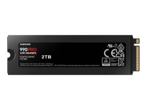 Samsung 990 PRO MZ-V9P2T0GW - SSD - chiffré - 2 To - interne - M.2 2280 - PCIe 4.0 x4 (NVMe) - AES 256 bits - TCG Opal Encryption 2.0 - dissipateur de chaleur intégré - MZ-V9P2T0GW - Disques SSD