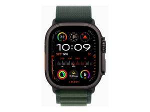 Apple Watch Ultra 2 - 49 mm - titane noir - montre intelligente avec Boucle Alpine - textile - vert foncé - taille du bracelet : M - 64 Go - LTE, Wi-Fi 4, UWB, Bluetooth - 4G - 61.8 g - MX4R3NF/A - Montres intelligentes