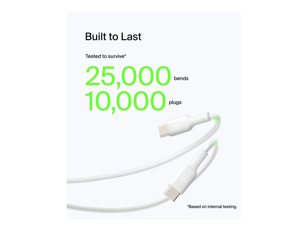 Belkin BOOST CHARGE - Câble USB - 24 pin USB-C (M) pour USB (M) - 3 m - blanc - CAB001BT3MWH - Câbles USB