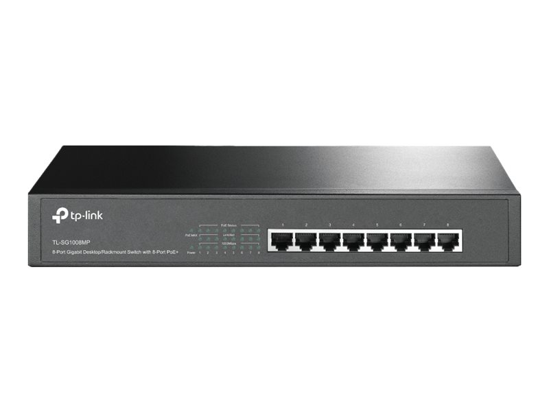 TP-Link TL-SG1008MP - Commutateur - non géré - 8 x 10/100/1000 (PoE+) - de bureau, Montable sur rack - PoE+ (126 W) - TL-SG1008MP - Concentrateurs et commutateurs gigabit