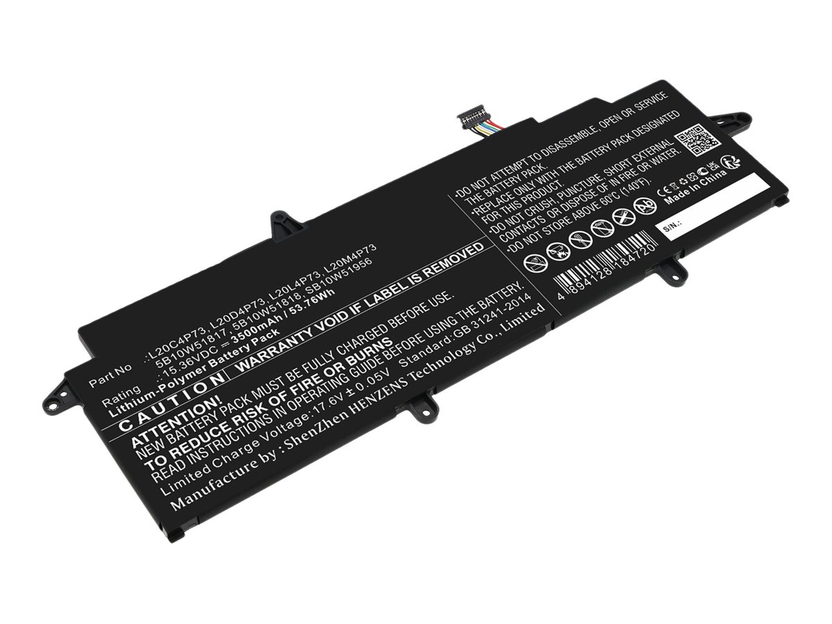 DLH - Batterie de portable (équivalent à : Lenovo L20C4P73, Lenovo L20D4P73, Lenovo L20L4P73, Lenovo L20M4P73) - lithium-polymère - 3500 mAh - 54 Wh - pour Lenovo ThinkPad X13 Gen 2 20WL, 20XH, 20XJ - LEVO4978-B054Y2 - Batteries pour ordinateur portable