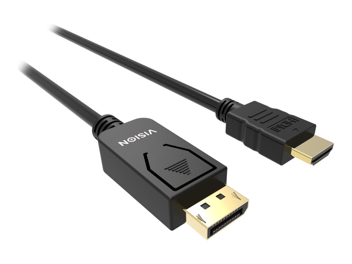 VISION - Câble adaptateur - DisplayPort mâle pour HDMI mâle - 2 m - noir - support 4K - TC 2MDPHDMI/BL - Accessoires pour téléviseurs
