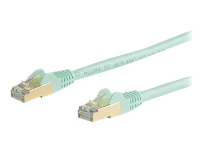 StarTech.com Cable reseau Ethernet RJ45 Cat6 de 10 m - Cordon de brassage blinde Cat 6 STP sans crochet - Fil Gigabit aqua (6ASPAT10MAQ) - Cordon de raccordement - RJ-45 (M) pour RJ-45 (M) - 10 m - STP - CAT 6a - moulé, sans crochet - turquoise - 6ASPAT10MAQ - Câbles à paire torsadée