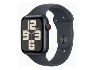 Apple Watch SE (GPS + Cellular) - 2e génération - 44 mm - aluminium minuit - montre intelligente avec bande sport - fluoroélastomère - minuit - taille du bracelet : M/L - 32 Go - LTE, Wi-Fi 4, Bluetooth - 4G - 33 g - MXGM3QF/A - Montres intelligentes