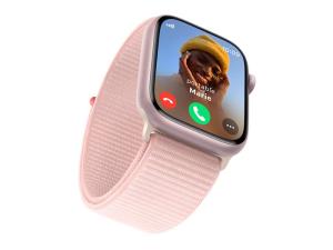 Apple Watch Series 9 (GPS + Cellular) - 41 mm - aluminium rose - montre intelligente avec boucle sport - deux couches de matières textiles tissées - rose pâle - 64 Go - Wi-Fi, LTE, UWB, Bluetooth - 4G - 32.1 g - MRJ13QF/A - Montres intelligentes
