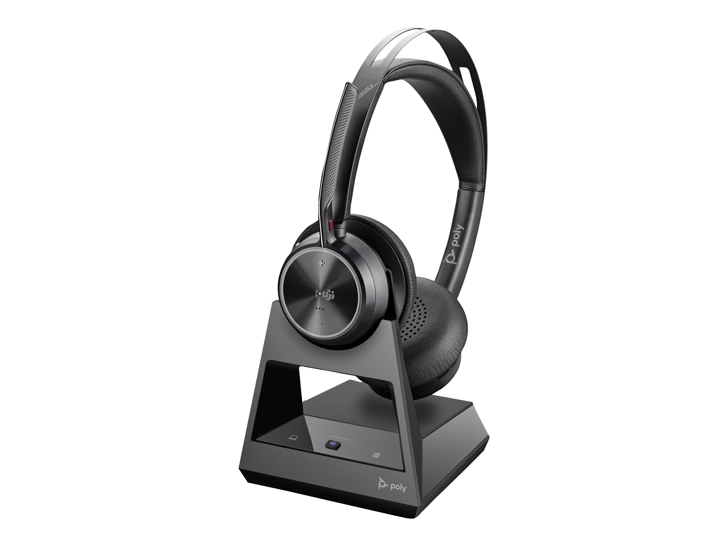 Poly Voyager Focus 2-M - Micro-casque - sur-oreille - Bluetooth - sans fil, filaire - Suppresseur de bruit actif - USB-C via un adaptateur Bluetooth - noir - Certifié pour Microsoft Teams - 77Y90AA - Écouteurs