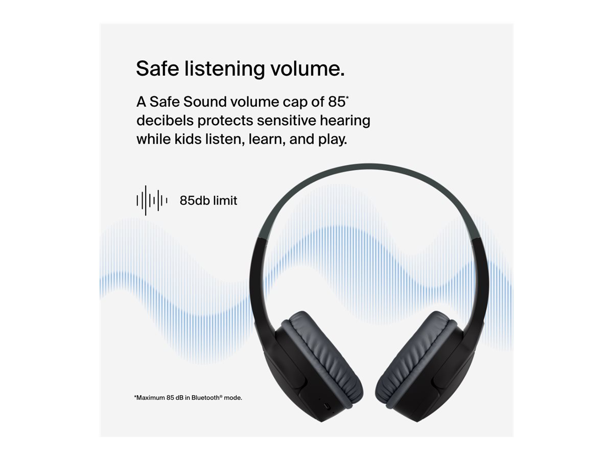 Belkin SoundForm Mini - Écouteurs avec micro - sur-oreille - Bluetooth - sans fil, filaire - jack 3,5mm - noir - AUD002BTBKV3 - Écouteurs