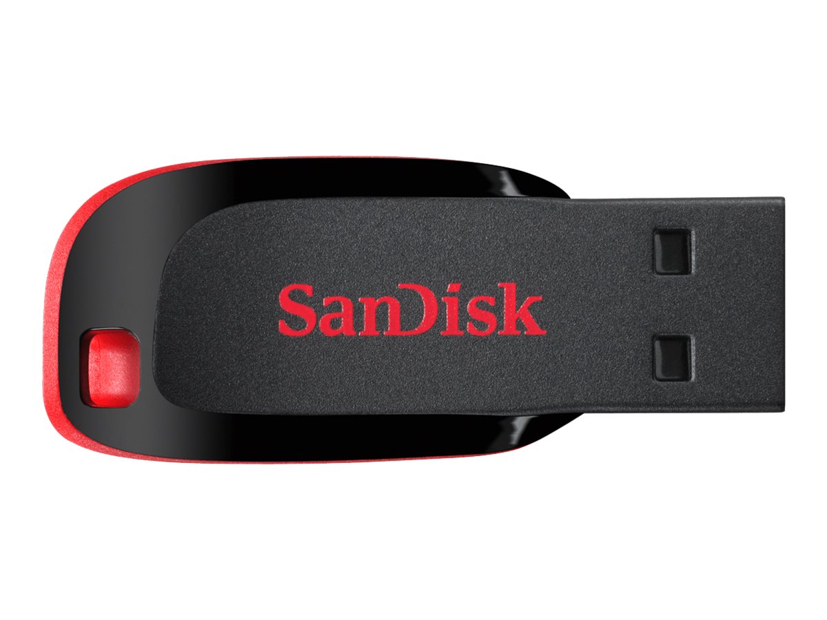 SanDisk Cruzer Blade - Clé USB - 64 Go - USB 2.0 - noir, rouge - SDCZ50-064G-B35 - Lecteurs flash