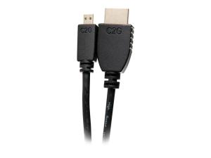 C2G 10ft HDMI to Micro HDMI Cable with Ethernet - 1080p - M/M - Câble HDMI avec Ethernet - 19 pin micro HDMI Type D mâle pour HDMI mâle - 3.05 m - blindé - noir - 50616 - Accessoires pour systèmes audio domestiques