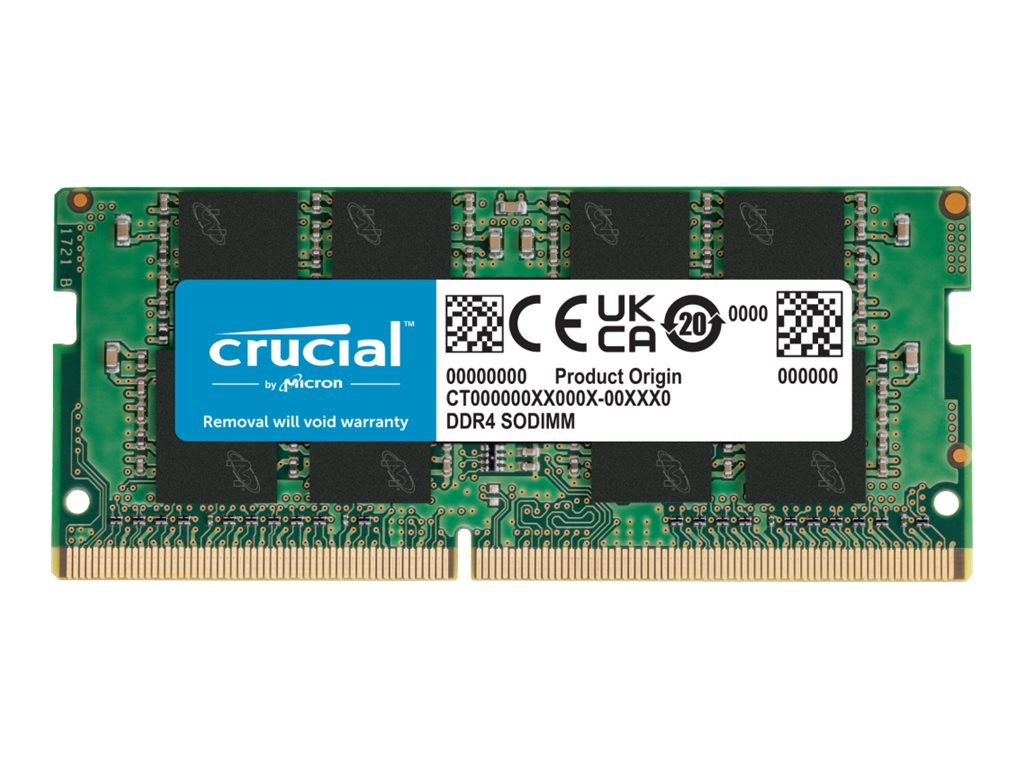 Crucial - DDR4 - module - 8 Go - SO DIMM 260 broches - 3200 MHz / PC4-25600 - CL22 - 1.2 V - mémoire sans tampon - non ECC - CT8G4SFRA32A - DDR4