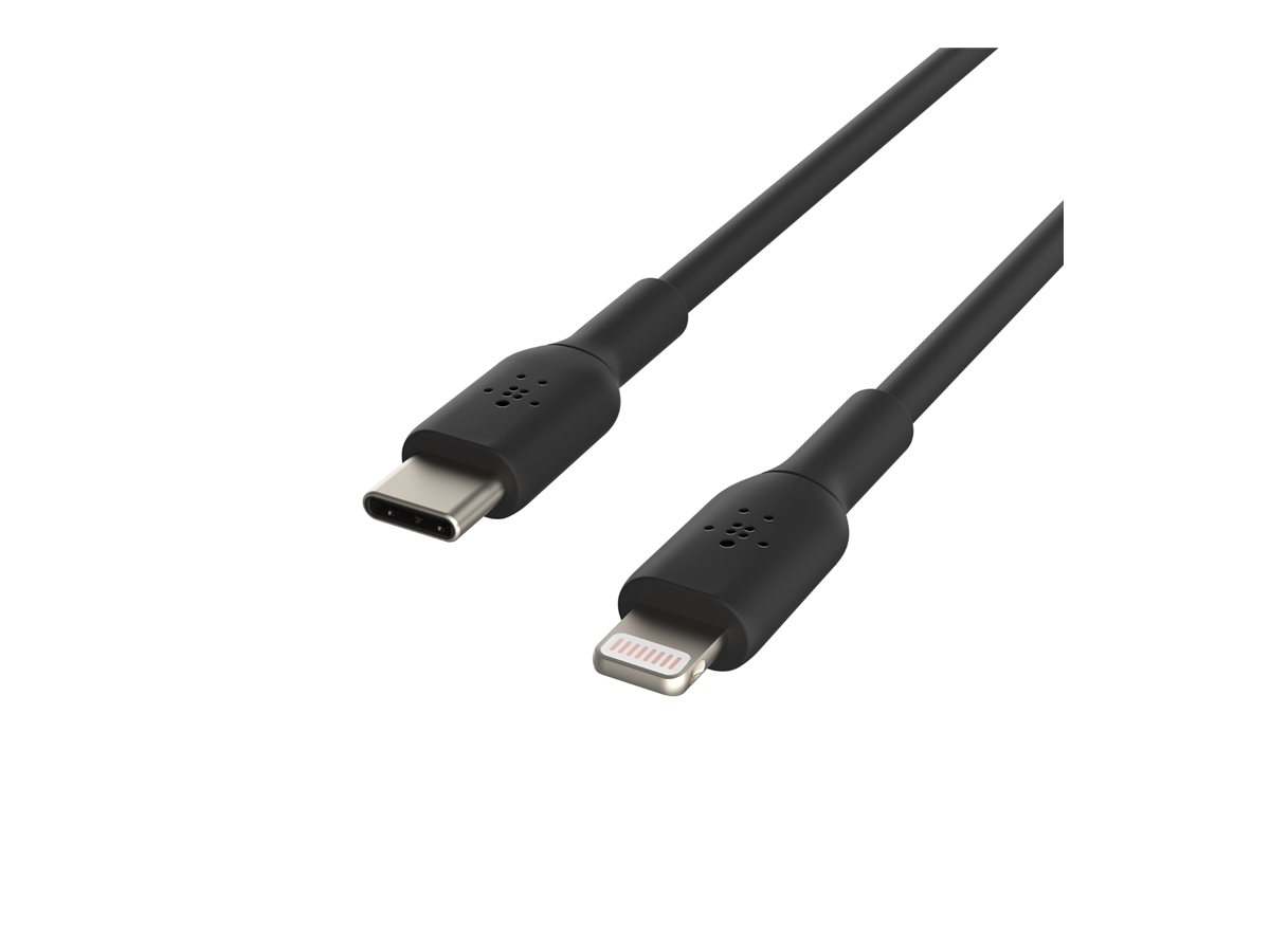 Belkin BOOST CHARGE - Câble Lightning - 24 pin USB-C mâle pour Lightning mâle - 1 m - noir - Alimentation USB (18 W) - CAA003BT1MBK - Câbles spéciaux