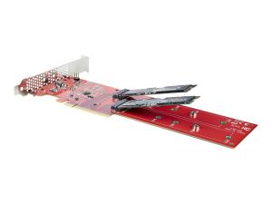 StarTech.com Adaptateur PCIe M.2 - PCIe x8/x16 vers Double NVMe ou AHCI M.2 SSD - PCI Express 4.0, 7,8Gbps/Disque, Bifurcation Requise, Carte PCIe Dual M.2 - Compatible Win/Linux (DUAL-M2-PCIE-CARD-B) - Adaptateur d'interface - M.2 - Slot d'extension vers 2 x M.2 - M.2 Card - profil bas - RAID RAID 0, 1, JBOD - PCIe 4.0 x16/x8 - rouge - DUAL-M2-PCIE-CARD-B - Adaptateurs de stockage
