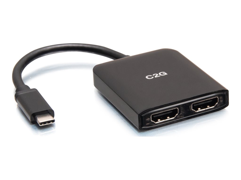 C2G USB-C to Dual HDMI MST Hub - 4K - Adaptateur vidéo - 24 pin USB-C mâle pour HDMI femelle - 20 cm - noir - support pour 4K60Hz (3840 x 2160), prise en charge du mode DP Alt, débit de données jusqu'à 32,4 Gbps - C2G54540 - Accessoires pour téléviseurs
