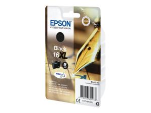 Epson 16XL - 6.5 ml - XL - noir - original - emballage coque avec alarme radioélectrique/ acoustique - cartouche d'encre - pour WorkForce WF-2010, 2510, 2520, 2530, 2540, 2630, 2650, 2660, 2750, 2760 - C13T16314022 - Cartouches d'encre Epson