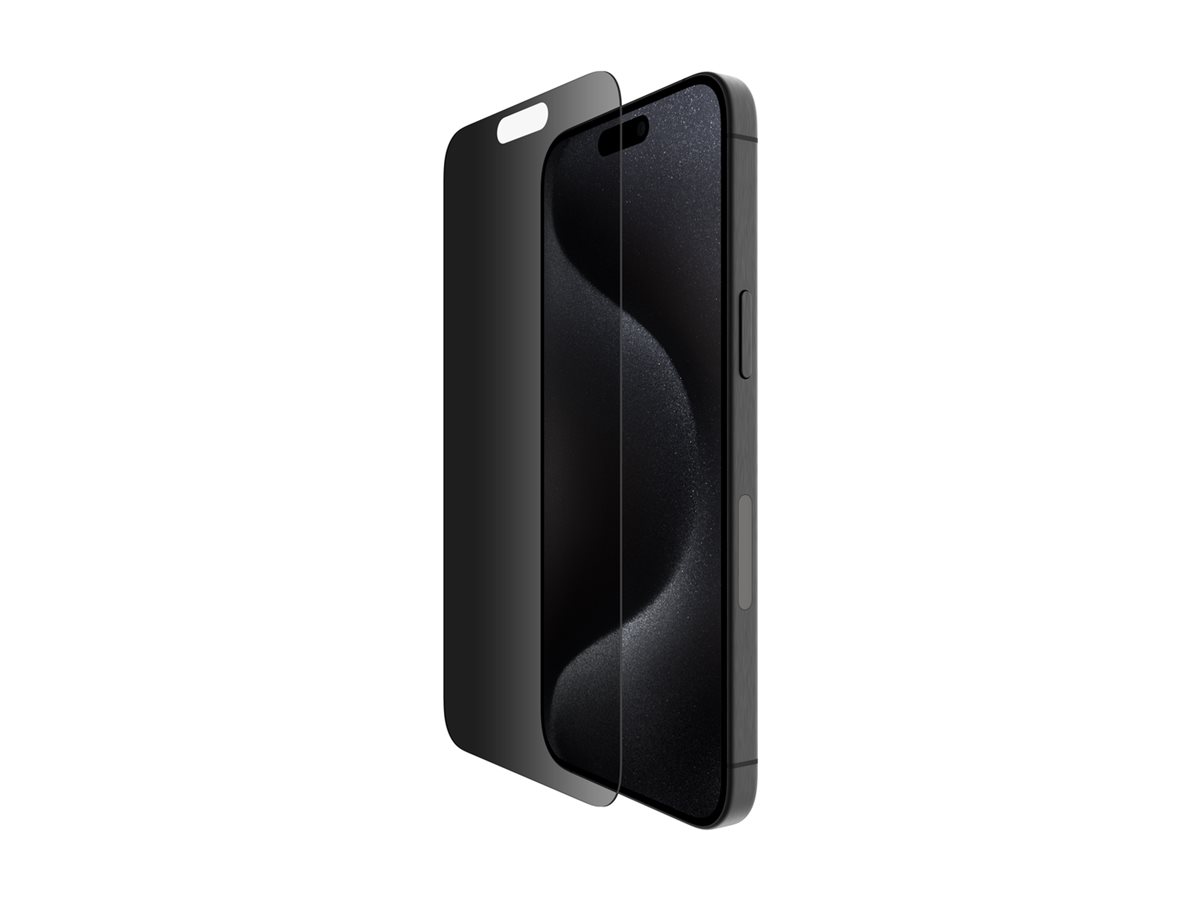 Belkin ScreenForce Pro - Protection d'écran pour téléphone portable - 2.5D - verre - avec filtre de confidentialité - verre - pour Apple iPhone 15 Pro Max - OVA150ZZ - Accessoires pour téléphone portable