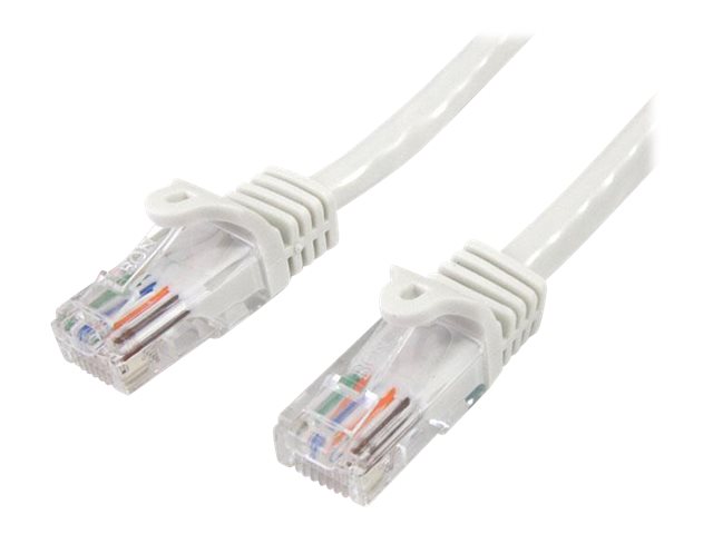 StarTech.com Câble réseau Cat5e UTP sans crochet de 1 m - Cordon Ethernet RJ45 anti-accroc - Câble patch Mâle / Mâle - Cordon de raccordement - RJ-45 (M) pour RJ-45 (M) - 1 m - UTP - CAT 5e - colonne montante, sans crochet - blanc - 45PAT1MWH - Câbles à paire torsadée