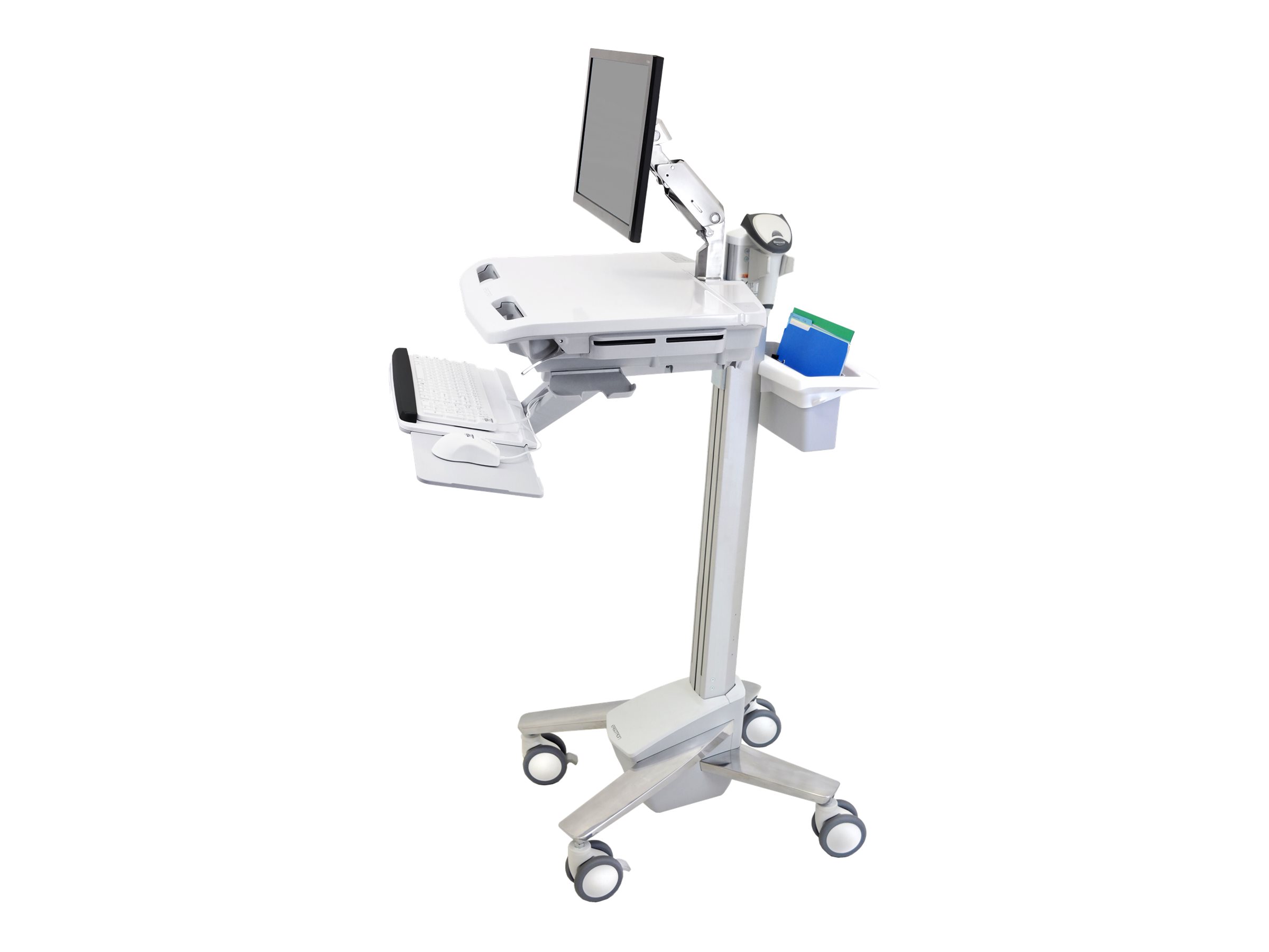 Ergotron - Chariot - pour écran LCD/équipement PC - médical - plastique, aluminium, acier zingué - gris, blanc, aluminium poli - Taille d'écran : jusqu'à 24 pouces - SV41-6200-0 - Accessoires pour scanner