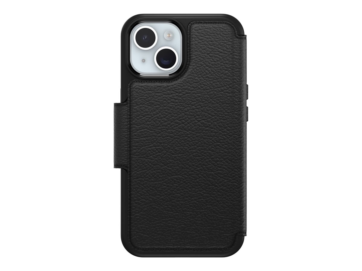 OtterBox Strada Series - Étui à rabat pour téléphone portable - compatibilité avec MagSafe - cuir - ombre (noir) - pour Apple iPhone 15 - 77-93815 - Coques et étuis pour téléphone portable