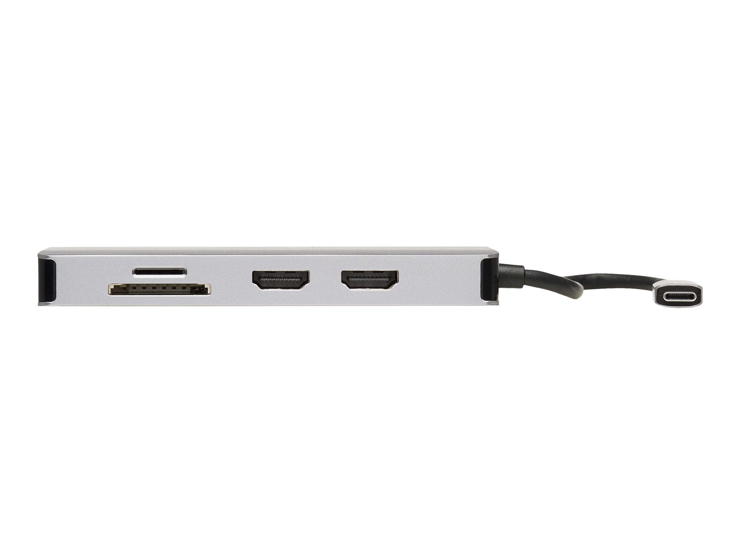 Tripp Lite USB-C Dock, Dual Display - 4K 60 Hz HDMI, USB 3.2 Gen 1, USB-A Hub, GbE, Memory Card, 100W PD Charging, Gray - Station d'accueil - USB-C - 2 x HDMI - 1GbE - U442-DOCK8G-GG - Stations d'accueil pour ordinateur portable