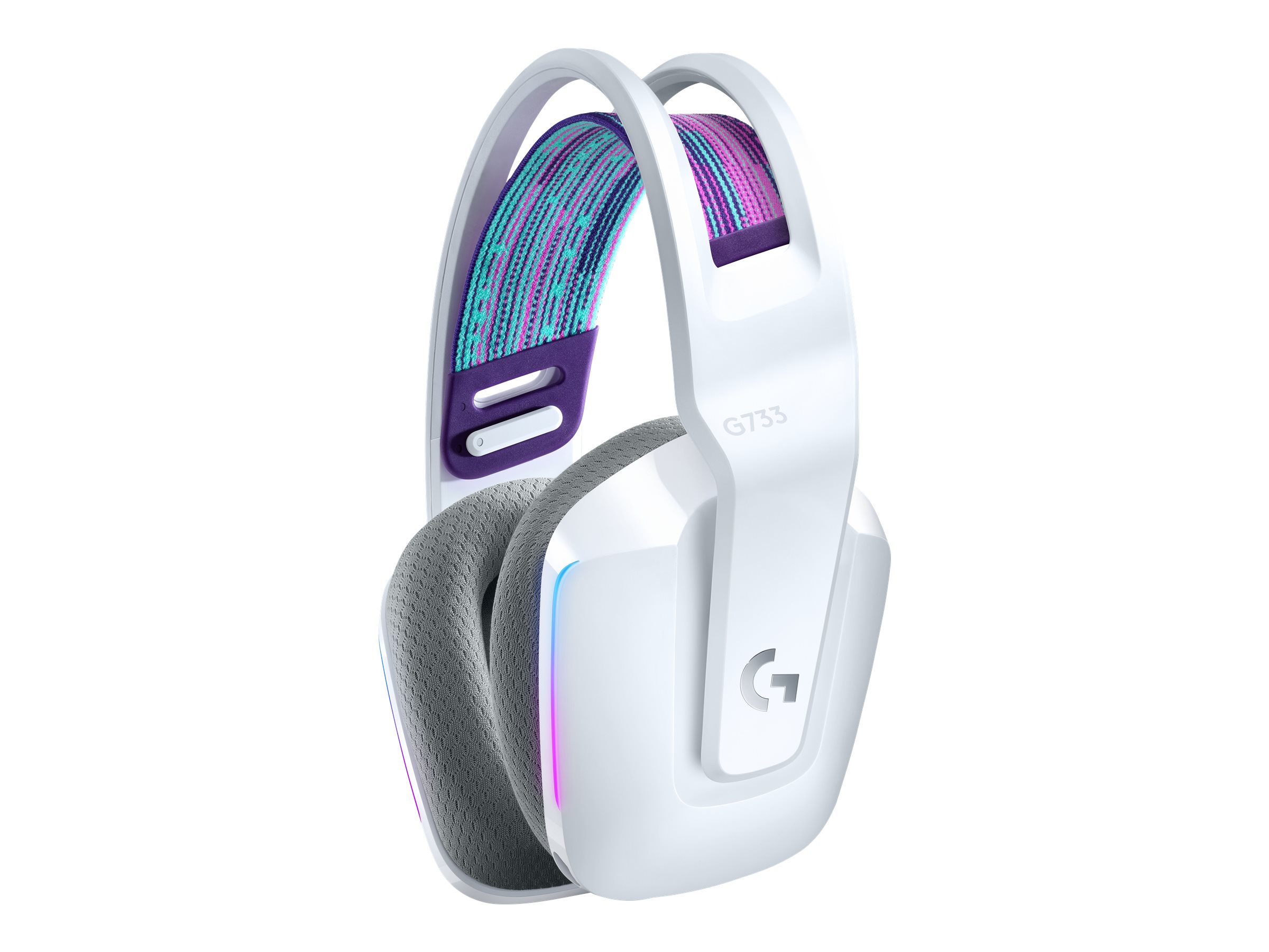 Logitech G G733 LIGHTSPEED Wireless RGB Gaming Headset - Micro-casque - circum-aural - 2,4 GHz - sans fil - blanc - 981-000883 - Écouteurs